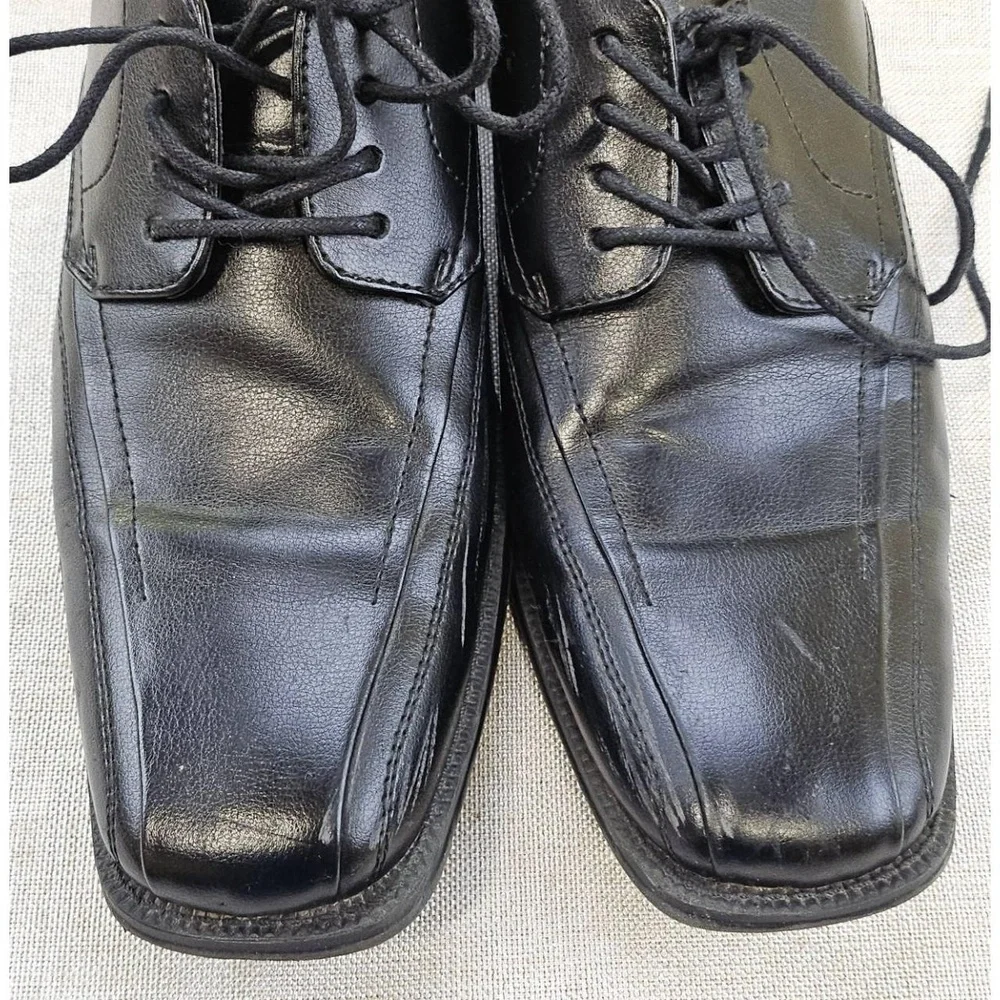 J‎ Ferrar JF Derby Squared Toe Dress Shoes Black Lace Up Formal 014-2902 Mens 8M